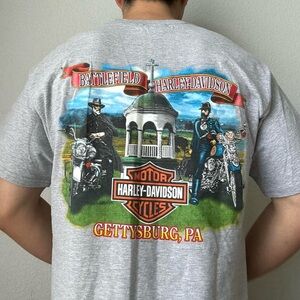 Vintage Harley-Davidson Gettysburg PA Gray Graphic Tee Shirt